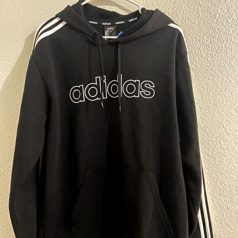 Adidas black & white pullover hoodie L NWT MENS